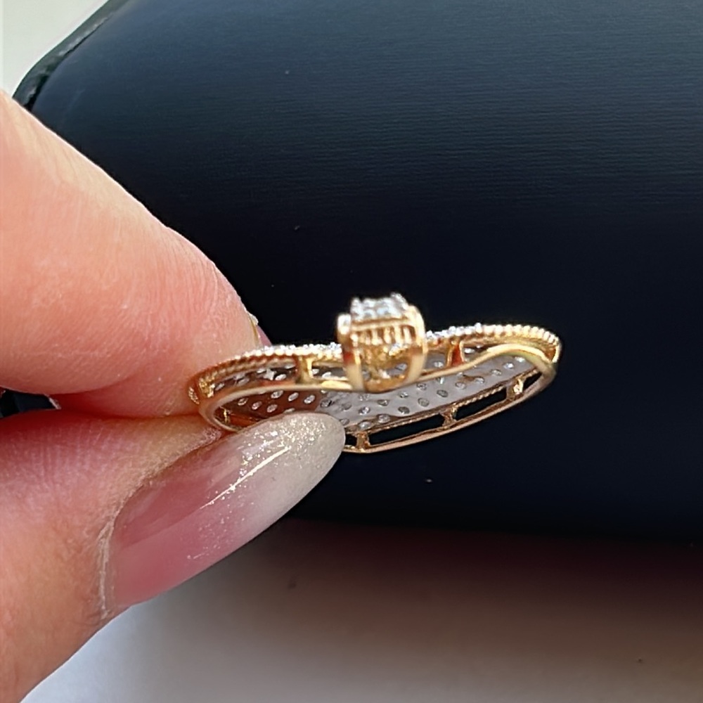 14K 2 Tone Large Diamond Heart Pendant - Picture 15 of 15